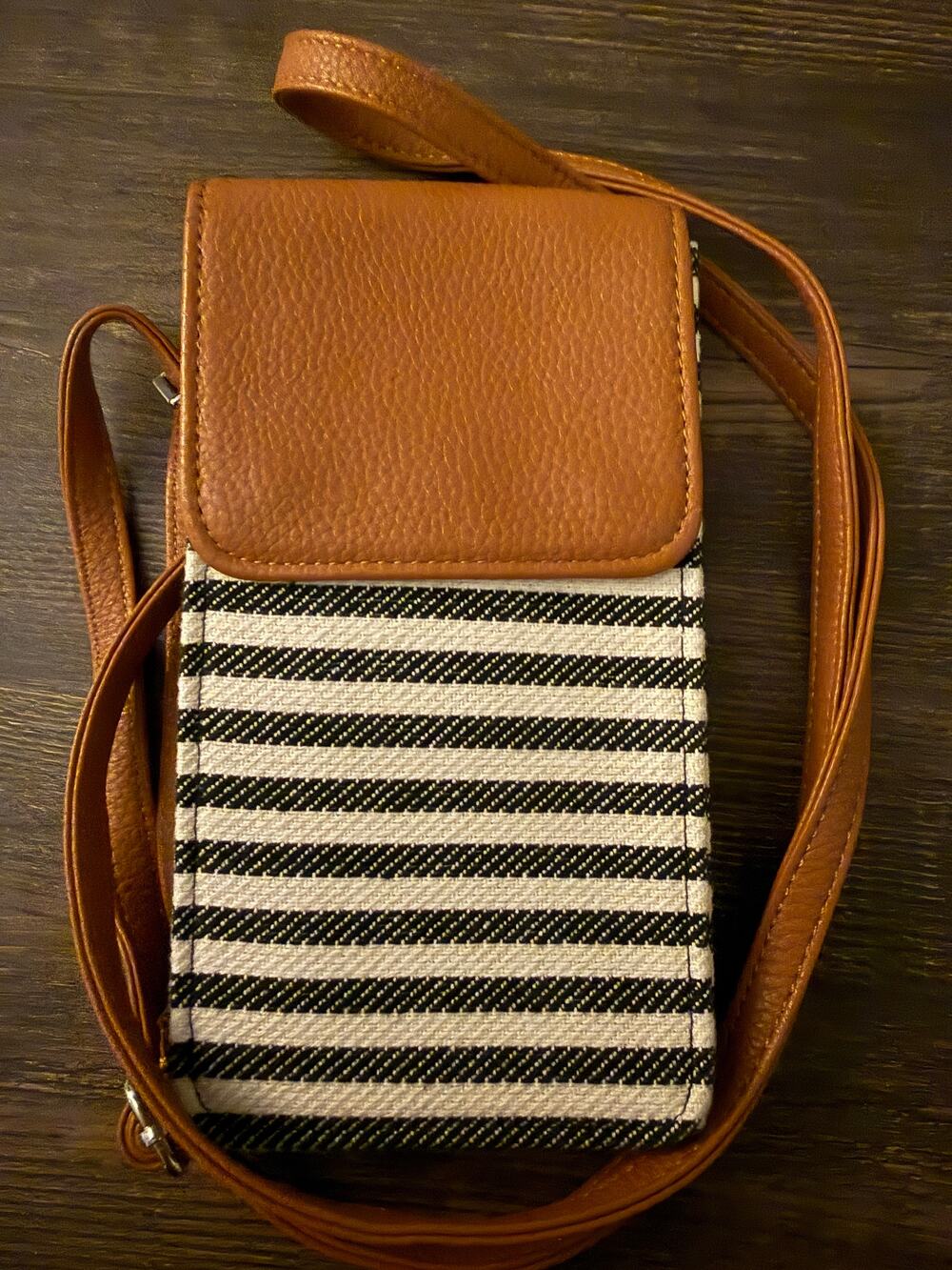 Thirty One Call Me Crossbody Card Phone Holder Wallet Blue Brown